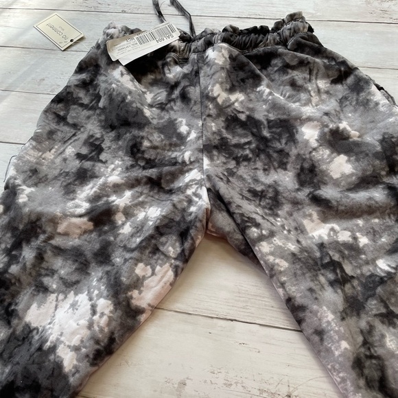 No Comment GREY TIE DYE Fleece-Lined Paperbag-Waist Jogger women’s Pants M boho - Picture 6 of 7